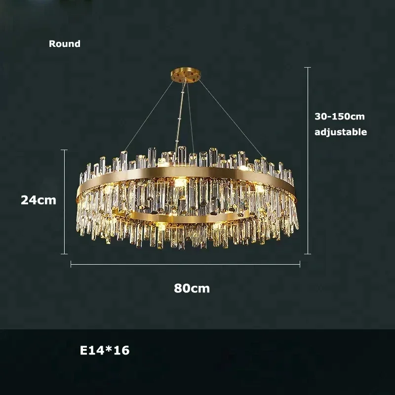 wushiyu Luxuriöser Moderner K9 Kristall-Kronleuchter Kreative Minimalistische Wohnzimmer-Pendelleuchte Schlafzimmerlampe Hochwertige Kücheninsel-Beleuchtung 6