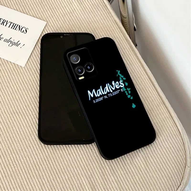 MALDIVES Map Phone Case For VIVO T1 Y33S Y31 Y21 Y76S Y74S Y73 X80 NEO5 IQOO Z6 9 NEO05S S12PRO Y26S V23 PRO Cover