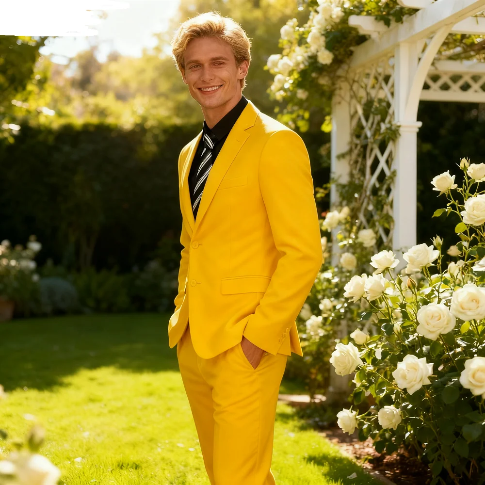 

Men's Groomsmen Smoking Suit Peak Lapel Tuxedo 2-Piece Set Single Button Formal Wear Fashionable Jacket And Pants