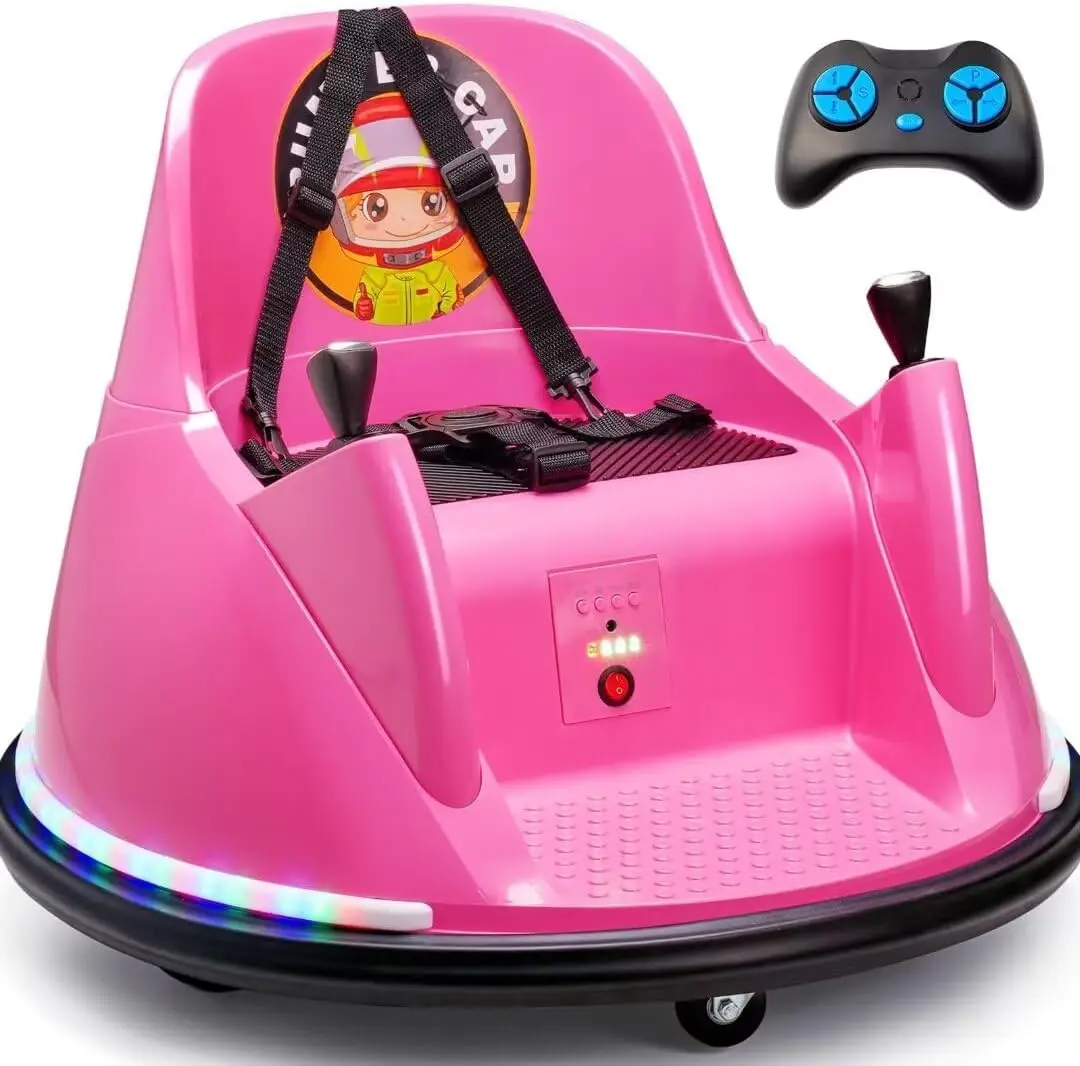 12V Bumper Car for Kids Toddler 1.5-6 Years with Remote Control Bluetooth Music 3 Speeds DIY License Plate Electric Ride on Toys