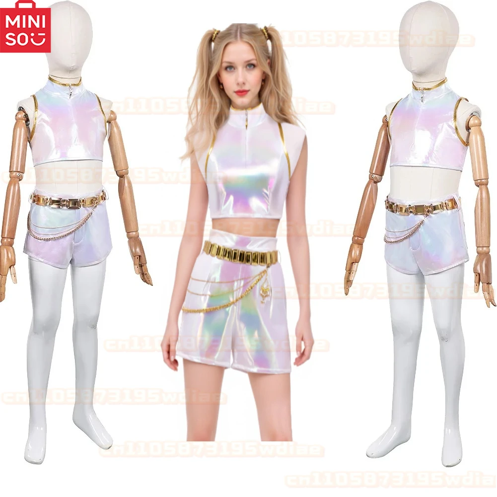 

MINISO Kids Demon Hunter of KPop Rumi White Costume Girls Halloween Roleplay Top Pants Outfits Carnival Party Dress Up Suits