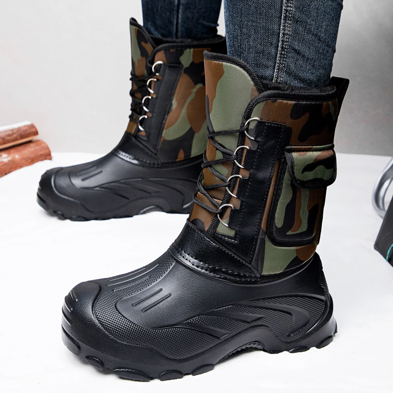 

Cotton Shoes Men Winter New Style Plus Velvet Thickened High-top Snow Boots Waterproof Non - Slip Rainboots