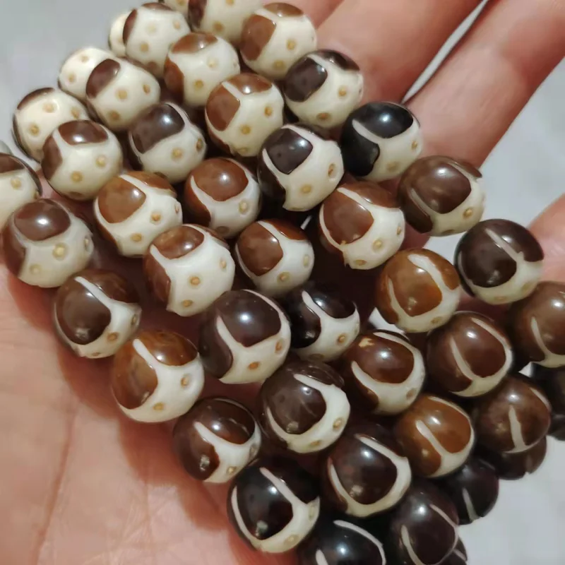 Manufacturers Supply White Corypha Umbraculifea Carved Lotus Beads Xiangyun Lantern Pumpkin Beads Lotus with Leather 108Bracelet