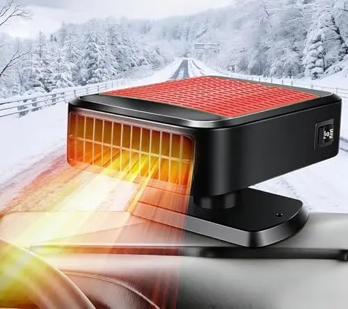 

Портативный автомобильный обогреватель 12В 200Вт с обогревом на 360 градусов ° Поворотный очиститель от инея и запотевания – красный