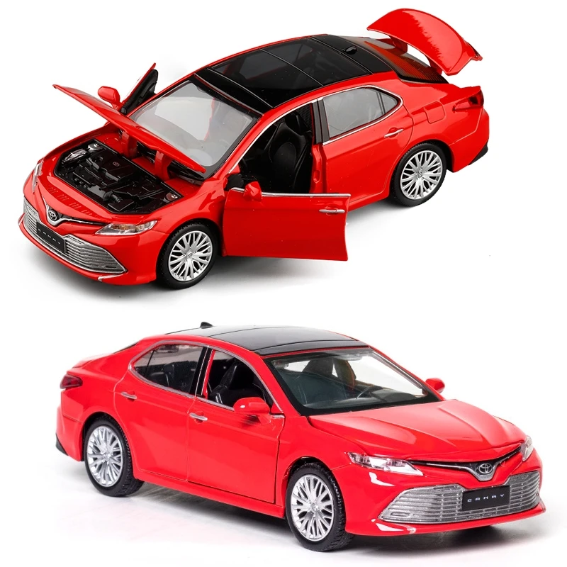 Modelo de coche de juguete TOYOTA Camry, vehículo de Metal fundido a presión, miniatura, tirar hacia atrás, ruedas libres, colección de sonido y luz, regalo para niños, 1/32