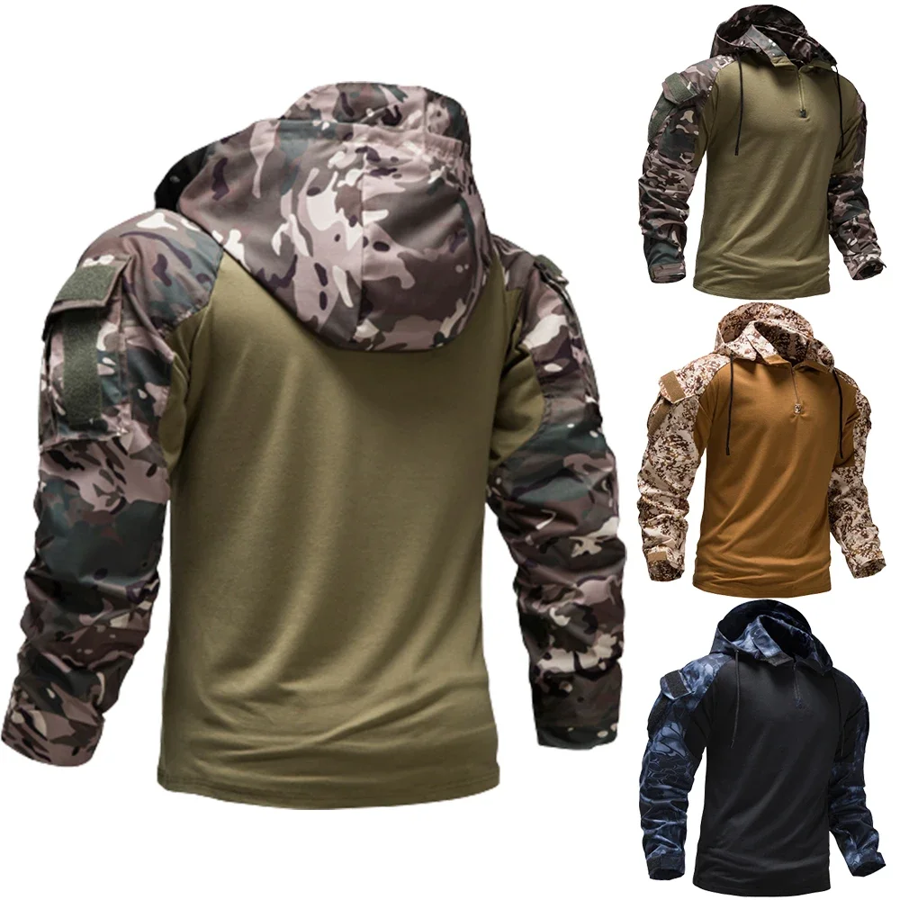 Fashion Camouflage Combat T-Shirt Men Tactical Shirt Male Camping Hunting Clothing Camo TShirt Long Sleeve Shirts