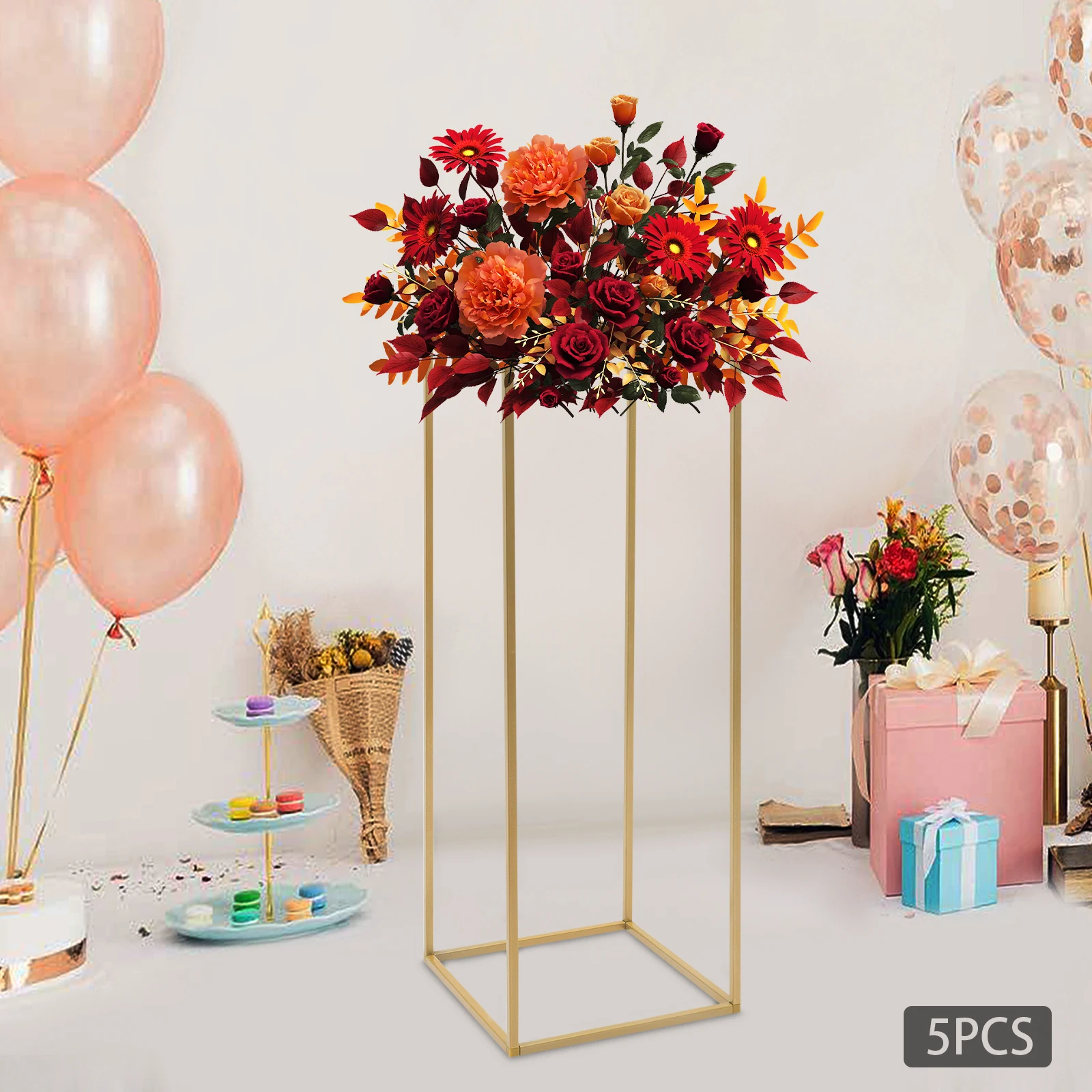 5PCS 60cm/80cm Metal Wedding Flower Vase Gold Wedding Flower Stand Wedding Table Centerpiece for Party, Events, Home Decor