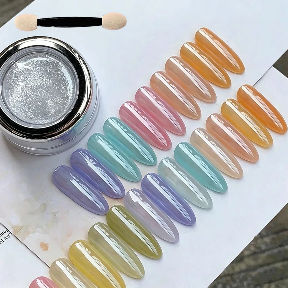 1jar High Glossy Moonlight Chrome Nail Plating Powder Bright Mirror Sunlight Nail Pigment Rubbing Dust Nail Decorations 0.3grams