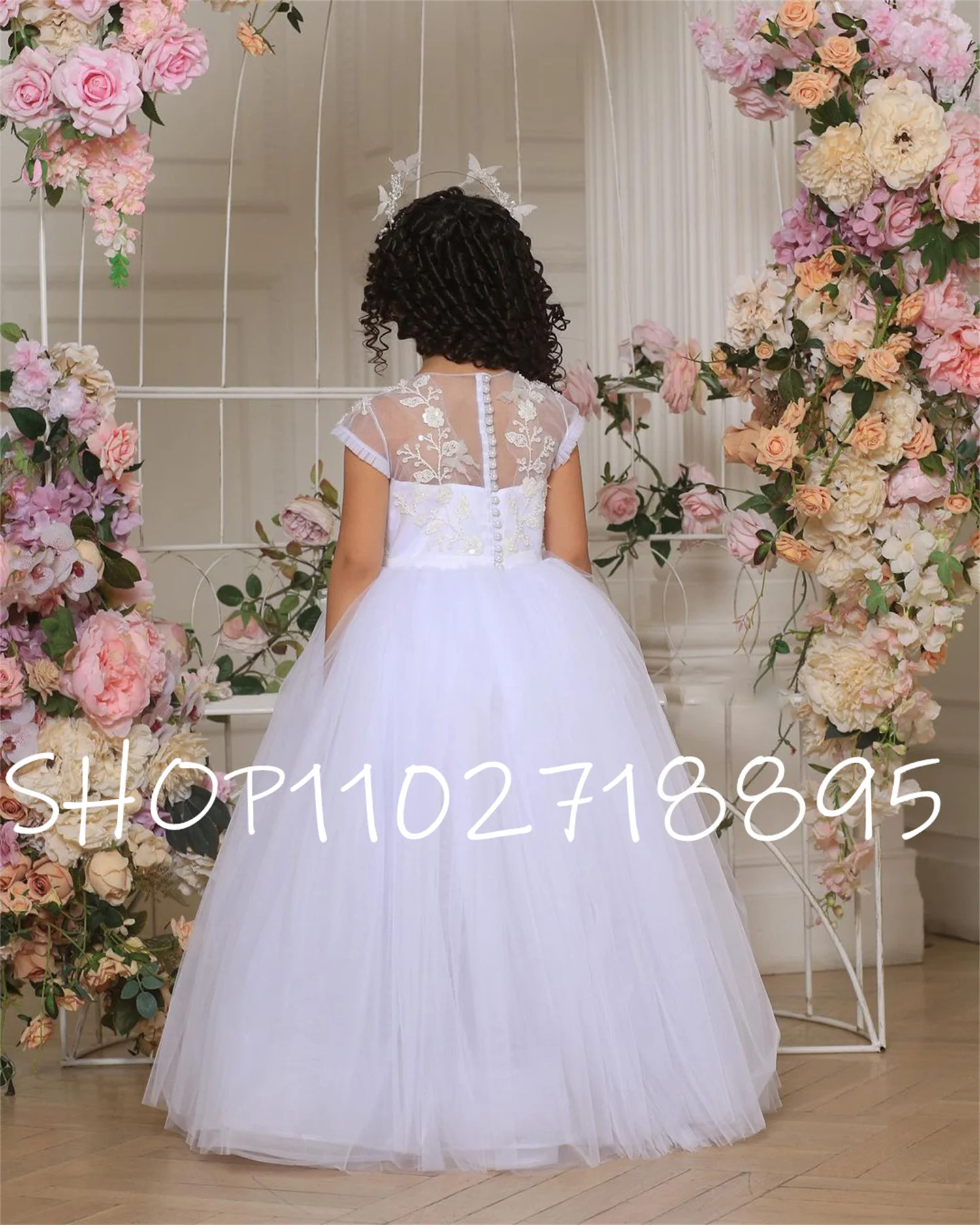 

Puffy Ivory Flower Girl Dress Pretty Girl Dress Princess Dress First Communion Dress Cap Sleeve Girl Wedding Party Dress