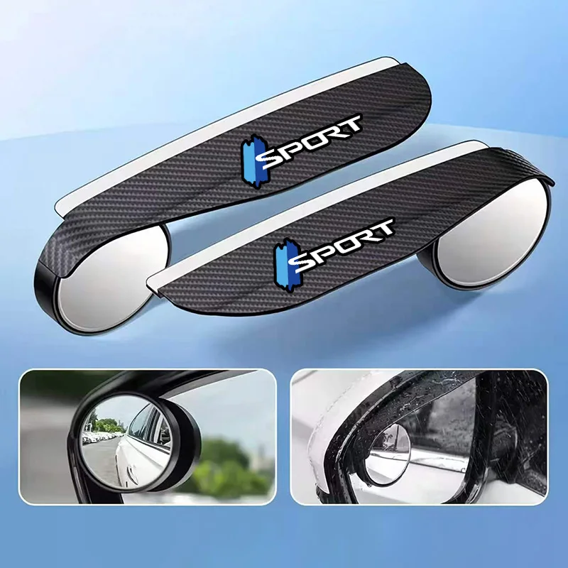 Light Blue Sports Car Rearview Mirror Rain Shield Small Round Mirror Integrated Cartoon Reflective Mirror Rearview Mirror Rain Cover Waterproof