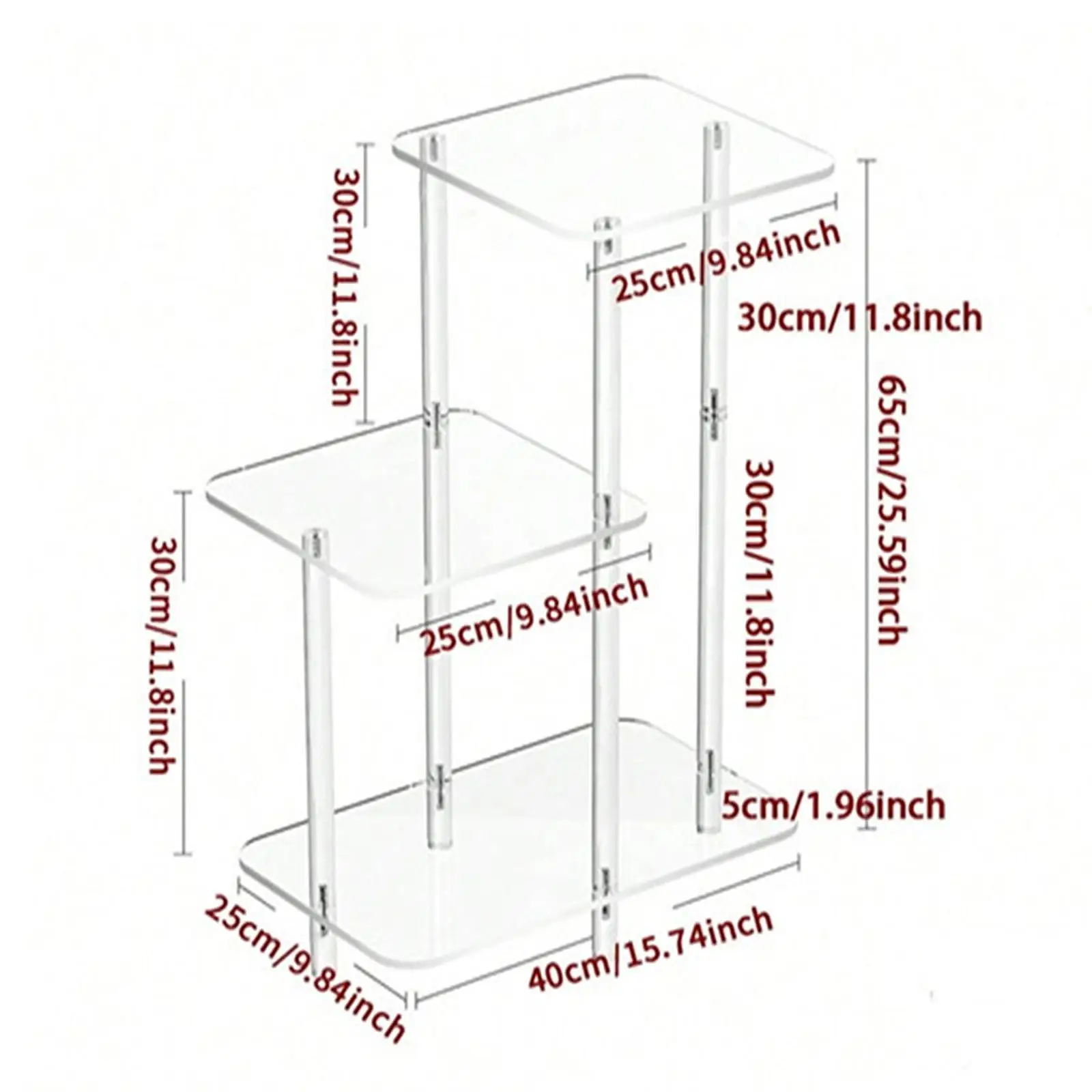 Acrylic Risers Acrylic Side Table Easy Assembly Shelf Risers Home Decor 3 Layer NightStand for Bedroom Home Doll Figure Model