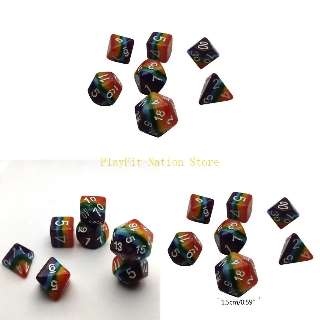 

242f 7pcs смола многогранная настольная ролевая игра в игры на игры на полиэдральные формы