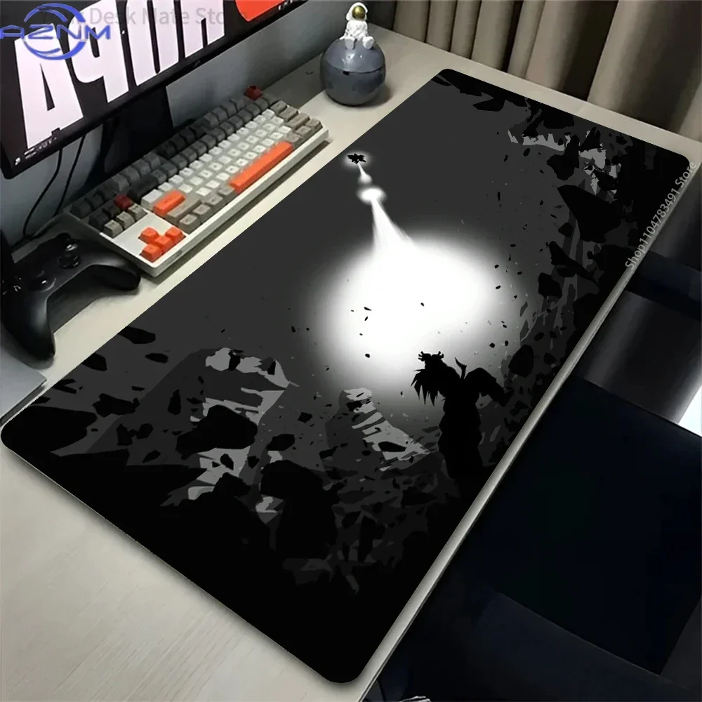 Mouse Pad Anime Muscular White Hair Fighter Smoke Debris Background Rubber Non Slip Gaming Desk Mat For Keyboard Office Decor