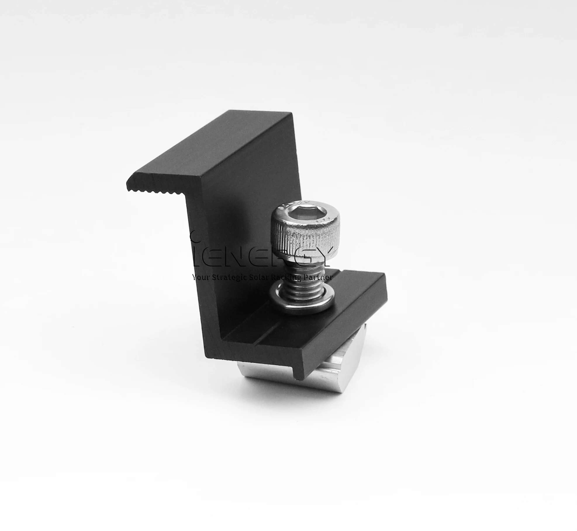 Aluminum PV End Clamp, core photovoltaic accessories, locking panel edge for stable rooftop solar panel mounting system assembly