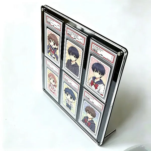 5-Slot Clear Acrylic Graded Card Display Stand Black Card Holder PTCG Graded Trading Cards Crystal Clear Edges