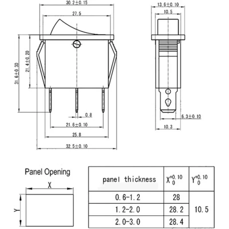 1/5/10/20/50PCS 12V KCD3-101/3P Rocker Switch 16A 250VAC On Off On Rocker Switch  Position SPDT Rectangular  Car  Boat