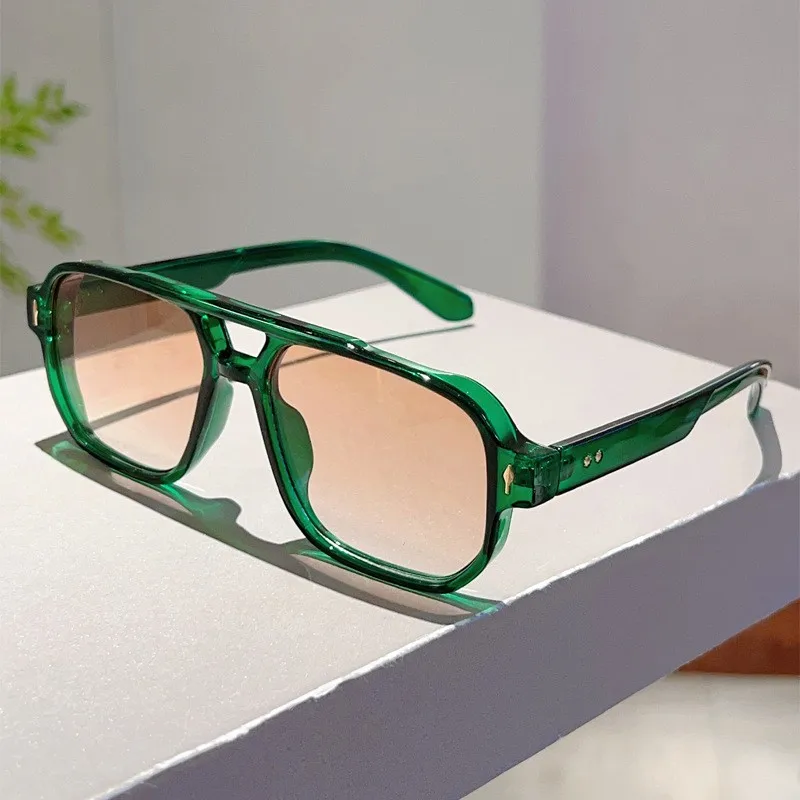Vintage Double Bridge Small Frame Aviator Sunglasses Arrow Rivet European American Casual All Match Unisex Trendy Eyewear