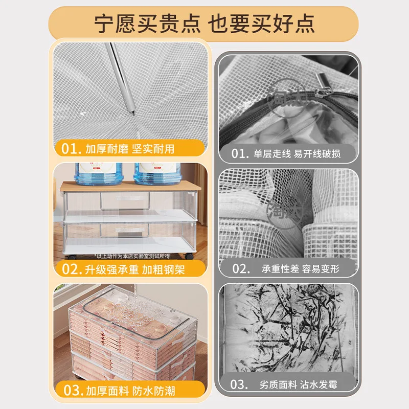 Wheeled Underbed Storage Box Pvc Organizer Clothes Blankets Household Items Bed Bottom Drawer