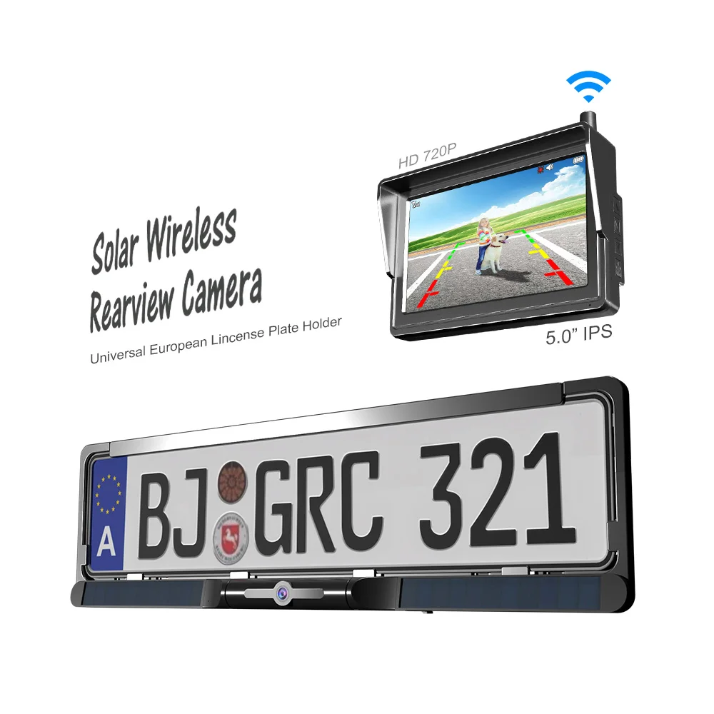 

DIY 5 Minutes Universal European Austrian License Plate Holder Wireless 2.4G Solar Car Rearview Backup Reversing Camera