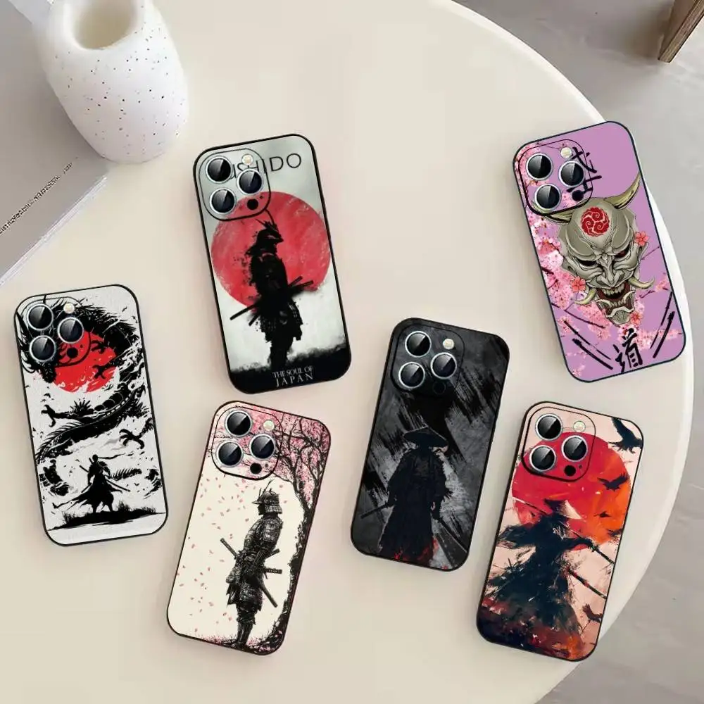 Personalized Japanese B-Bushido Phone Case For iPhone 17,16,15,14,13,12,11 Plus,Pro Max,XS,Soft Silicone Black Cover