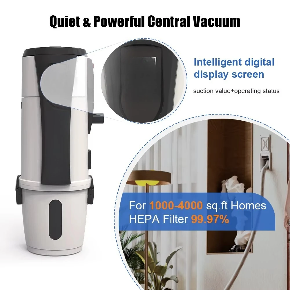 Commercial Central Vacuum Cleaner with Wet/Dry Function Electric Bagless Design for Hotels and Industrial Use