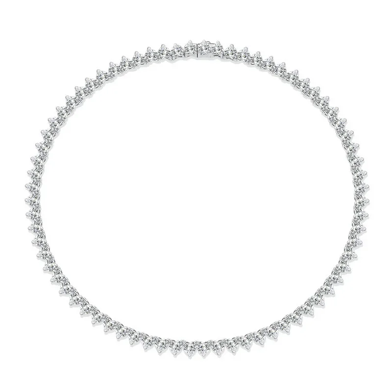 D color heart-shaped moissanite tennis tennis chain hot sale fashion trend new necklace