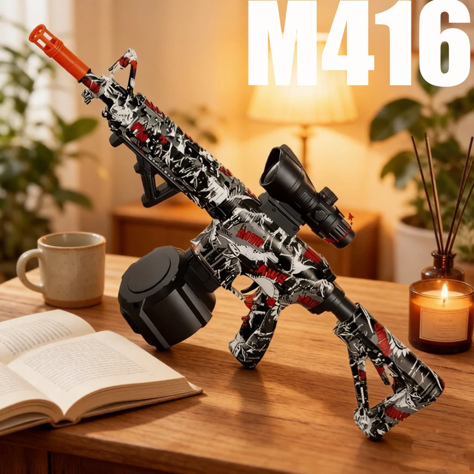 

M416 Hydrogel Toy Gun with 7.4V Battery, with Magazine and Bullets, Can Be Used in Manual and Electric Dual Modes, Same Model as the Outdoor Toy Model