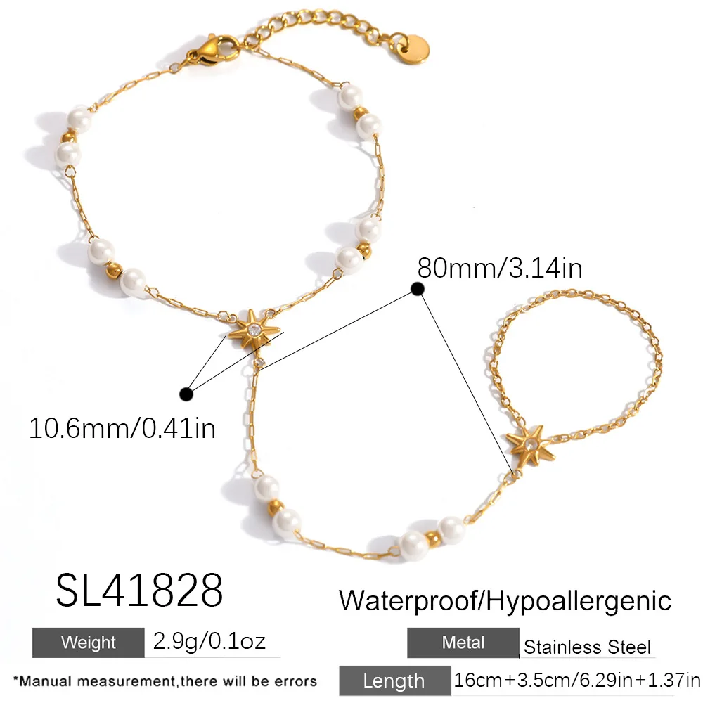 New style fashionable titanium and steel bracelet, string chain, star and moon finger rings, integrated stainless steel bracelet