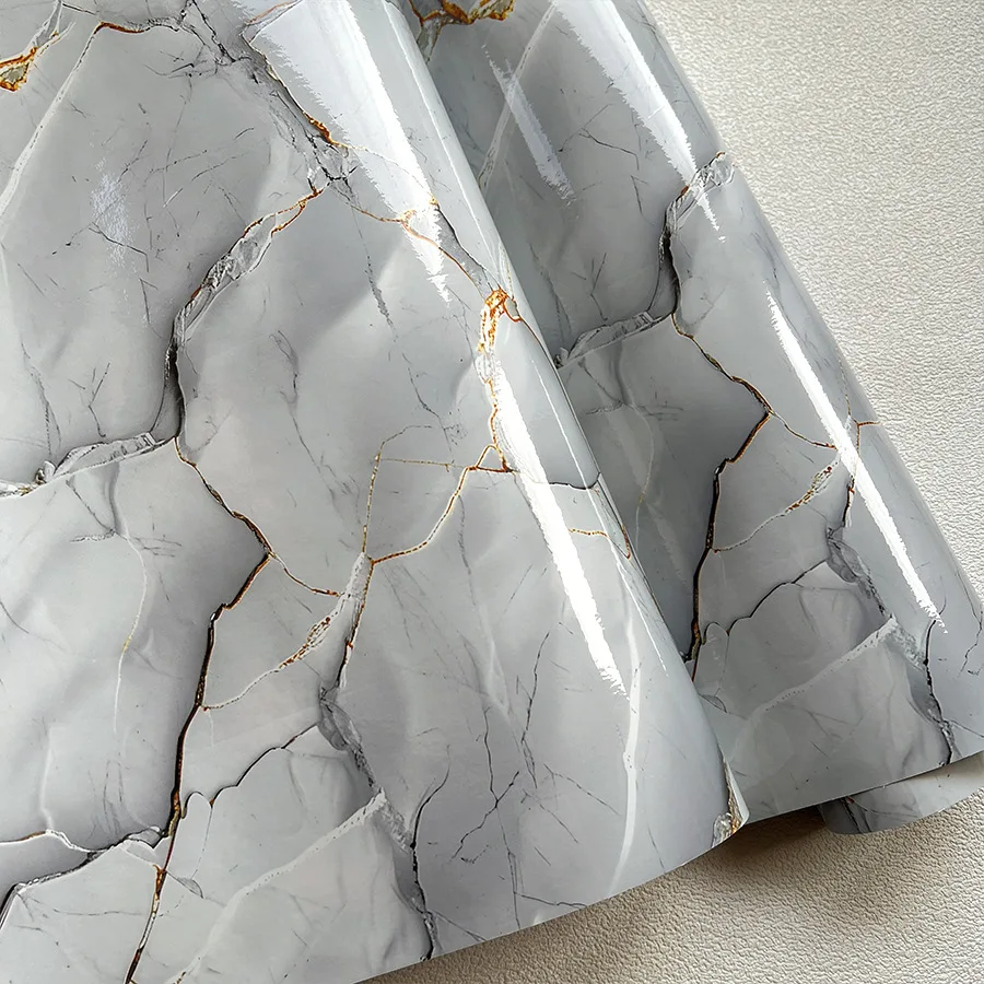 Thickened Marble Self-adhesive Wallpaper Kitchen Stove Waterproof Stickers Home Decoration Furniture Renovation PVC Wallpaper