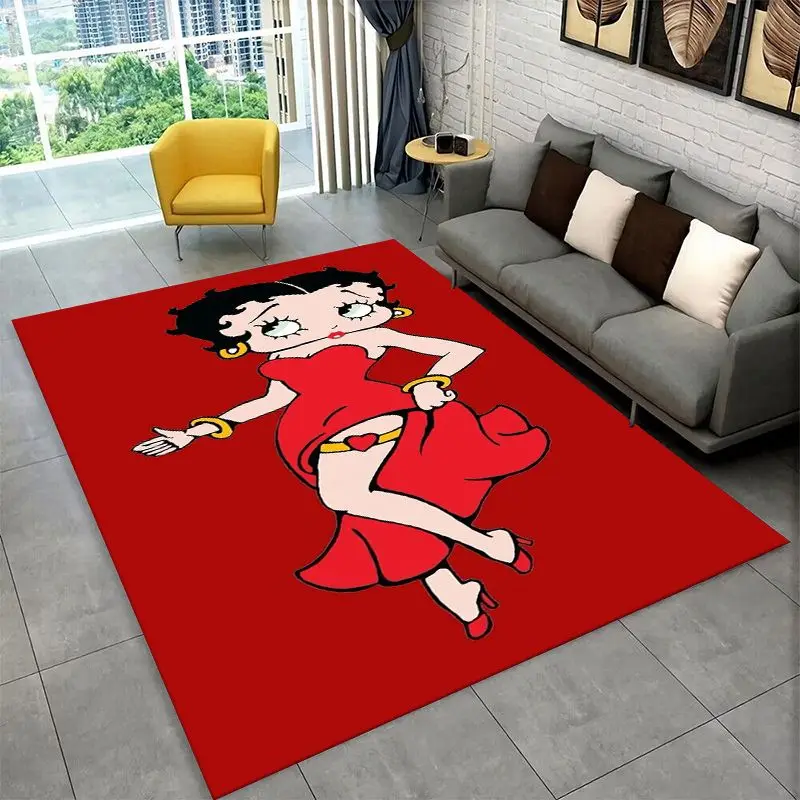 Retro Cartoon B-Betty B-Boop Cute Girl Carpet Rug for Bedroom Living Room Sofa Home Decor,Game Area Rug Non-slip Floor Mat Fest