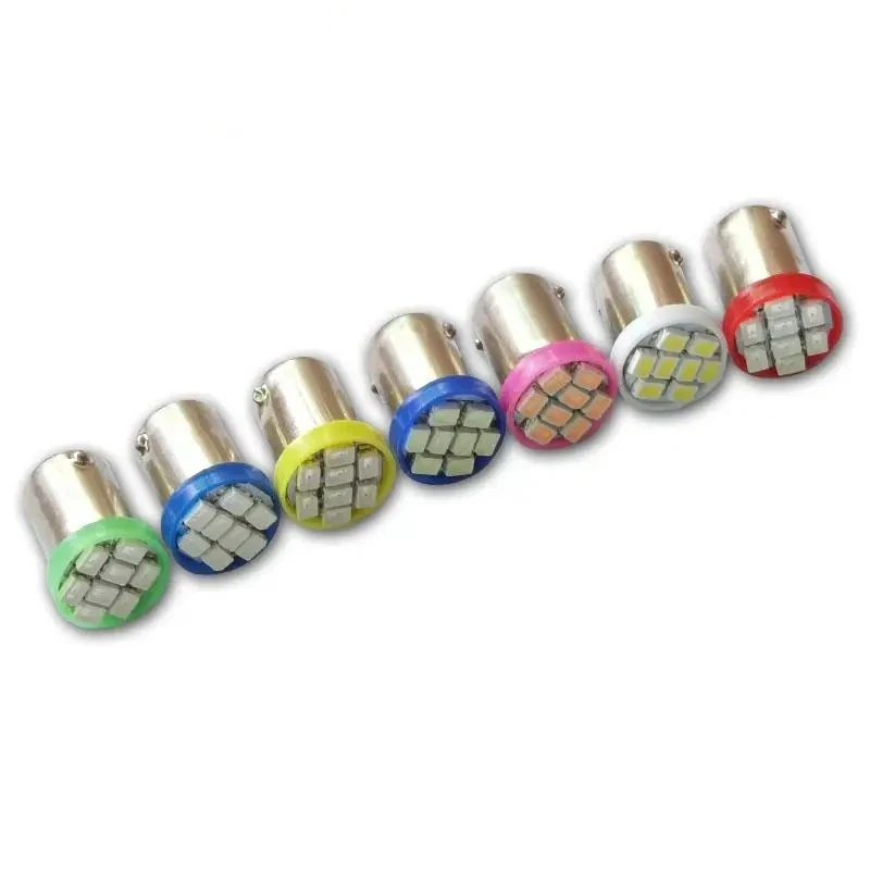 100PCS AC 6.3V BA9S 8SMD 1206 LED Non Polarity AC DC 6V 6.3V 12V Pinball Machine White Blue Red Green Yellow