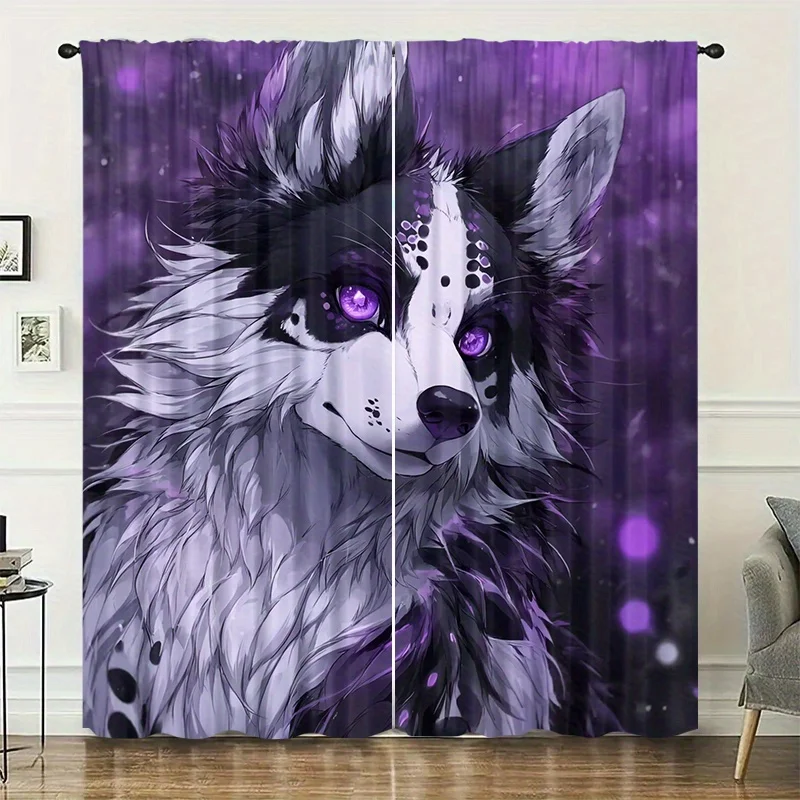 Decorative Wolf Mural Curtain Panel for Living Room Bedroom Modern Home Decoration Canvas Print Polyester Drapes