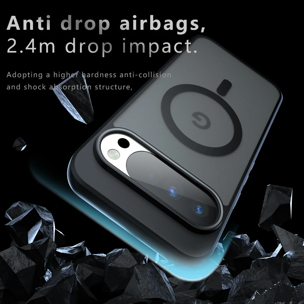 Funda de teléfono magnética con textura mate para Google Pixel 10 Pro XL 8 9 Pro 9A 8A Airbag cubierta protectora transparente a prueba de caídas CL001