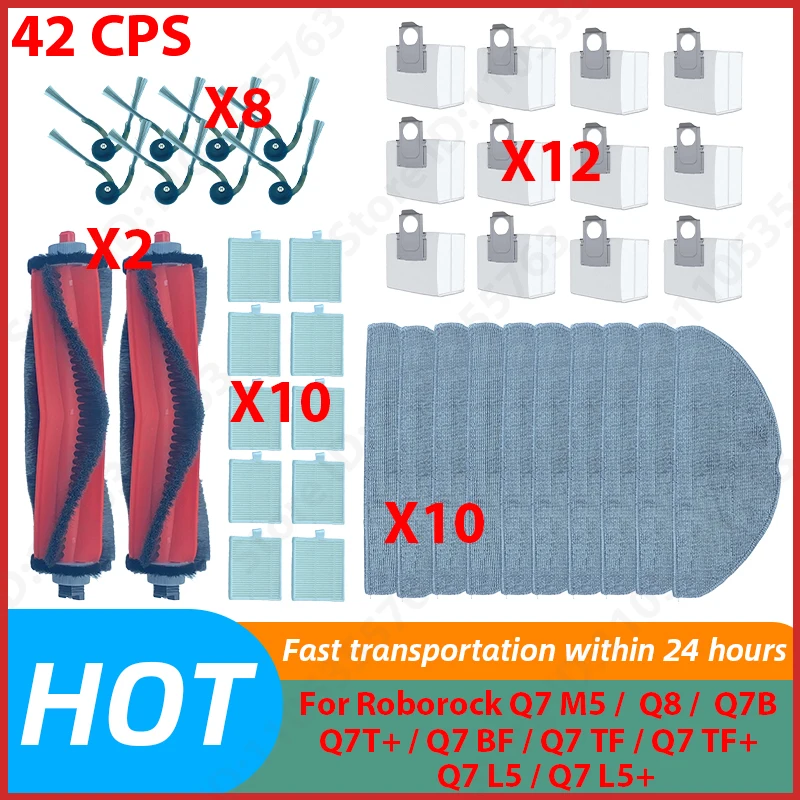

Fit For ( Roborock Q7 M5 / Q8 / Q7 L5 / Q7 L5+ / Q7 TF / Q7 TF+/ Q7B / Q7T+ / Q7 BF+ ) Parts Main Side Brush Filter Bag