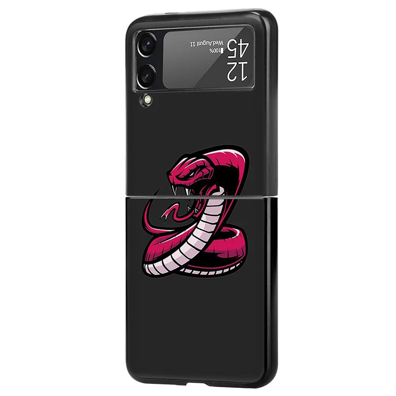 Hard Case for Samsung Z Flip6 Flip5 Flip4 Flip3 5G High-quality Snake Cobra Python Galaxy ZFlip 6 5 4 3 Black Phone Cases Cover