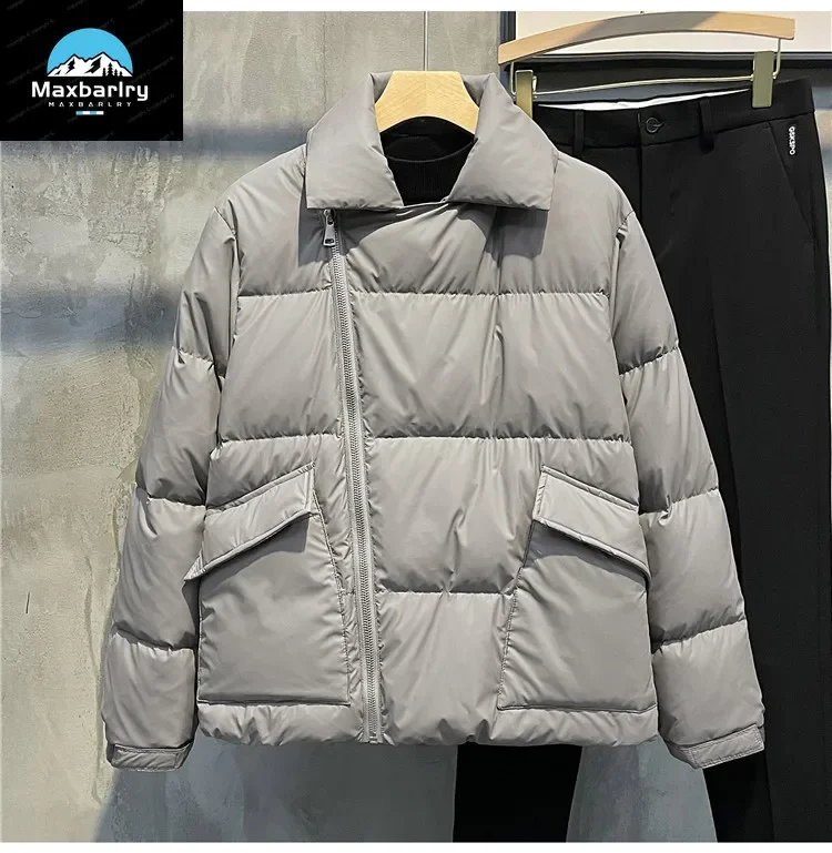 High Quality Down Jacket MenThickened Warm Loose Large Lapel White Duck Down Jacket Light Cushioned Men\'s Clothing Winter