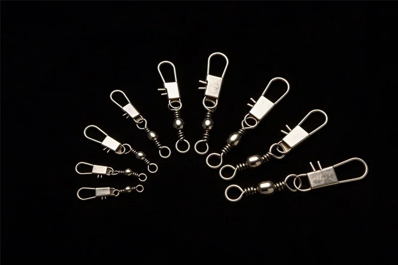 100 Stück Drehwirbel Angelverbinder Lagerdrehwirbel Schnellverschluss-Clips Angelhaken Angelzubehör B-Typ Stift Fischhaken Köder – Detail 6