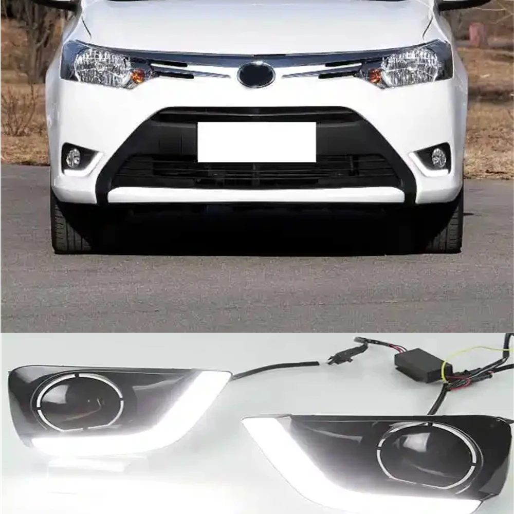 

High Quality Led Daytime Running Light For Toyota Vios 2014-2016 Led Drl With Yellow Signal Fog Light 12v