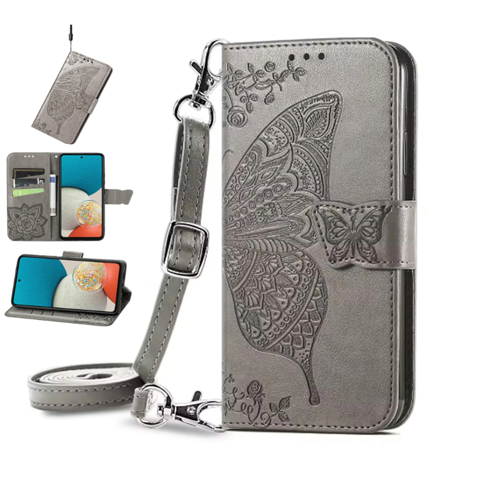 

Чехол-кошелек через плечо для Honor X50i Plus X50 Pro X40i X40 GT X30, кожаный ремешок с бабочкой, откидная крышка с 3 слотами для карт, принципиально