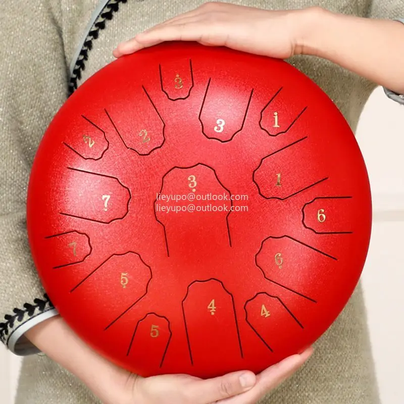 13 Inch 15 Tone D Key Steel Tongue Drum Ethereal Hand Pan Percussion Instrument Colorful Sanskrit Drum for Meditation