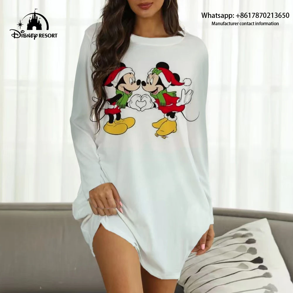 Robe de noël imprimée Mickey et Minnie, nouvelle collection 2022 de vêtements de fête d'automne Sexy de marque Disney pour femmes