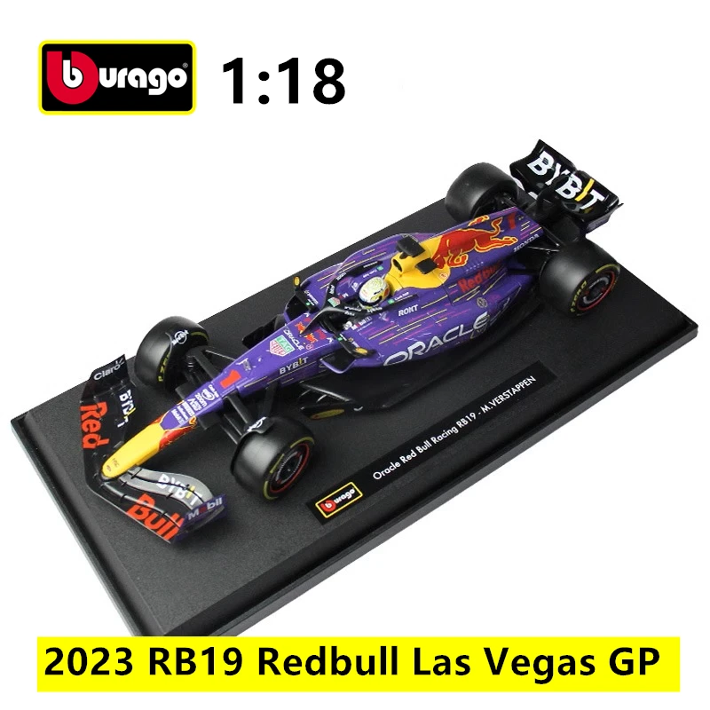 BBurago 1:18 F1 2023 RB19 Гран-при Лас-Вегаса, коллекционная модель гоночного автомобиля из литого металла