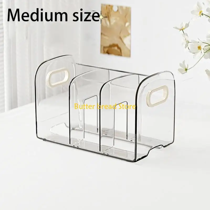 W89C Clear Acrylic Bookend with Pen Cup Multipurpose Bood End Magazine Stand Office Desktop Organizers Accessories