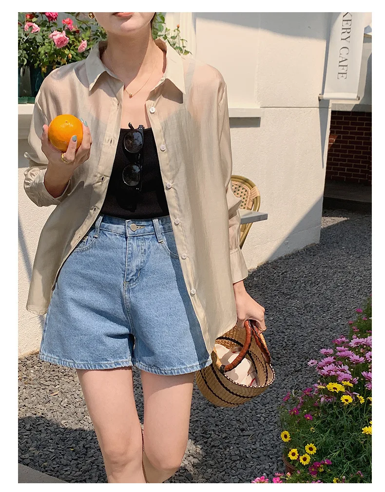 

SUMMER new style Casual Shirt Female Korean style Loose Long-sleeved blouse Outer Sun Protection Shirts Women's Clothing