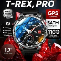 Nuevo Reloj Inteligente T-Rex3 Pro 2026 con Batería de 1100 mAh, GPS, Resistente al Agua 5ATM, Rastreador Deportivo, Brújula, para Actividades al Aire Libre, Estilo Militar