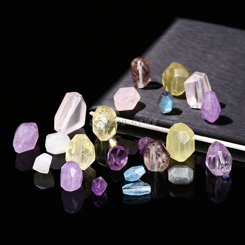 1 Pc Natural Black Super Seven Rutilated Quartz Faceted Irregular Shape Bead for Jewelry Making DIY Necklace Bracelet Accessory view 5