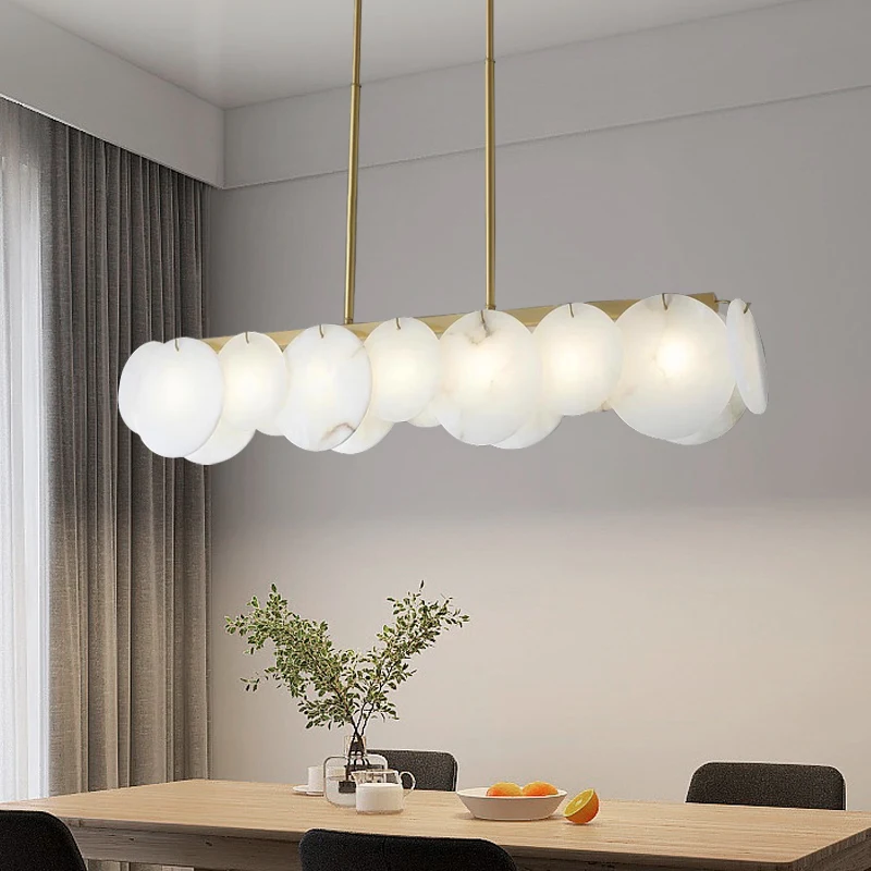 Nordic Alabaster Chandelier Designer Modern Copper Pendant Light for Living Room Island Dining Room Decor Spanish Marble Lamp