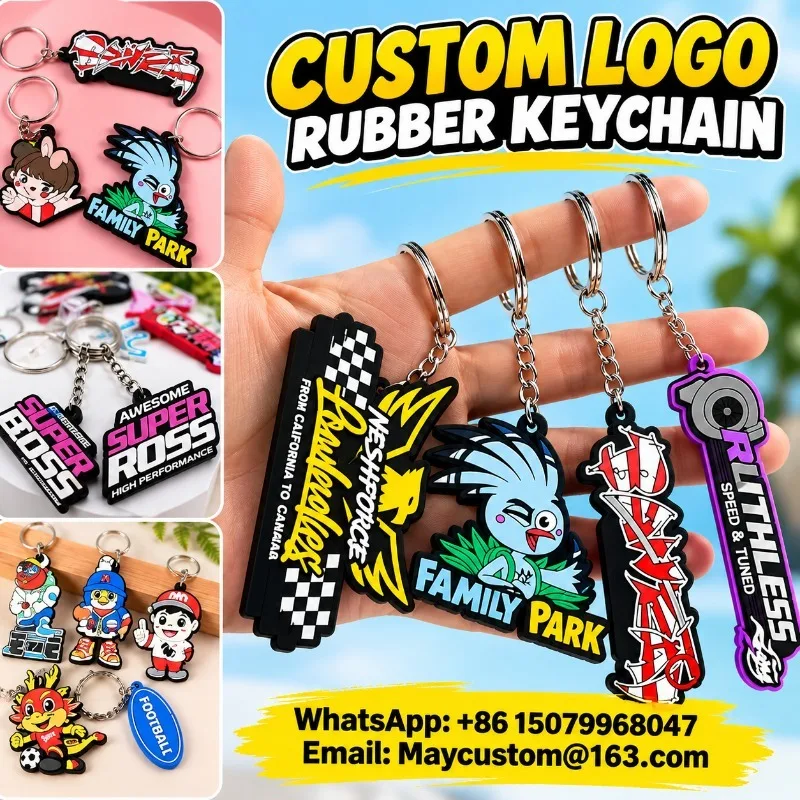 Custom PVC Keychains Personalized 3D Soft Rubber Key Chain Custom Logo Cartoon Keyrings Promotional Gifts Wholesale Manufacturer