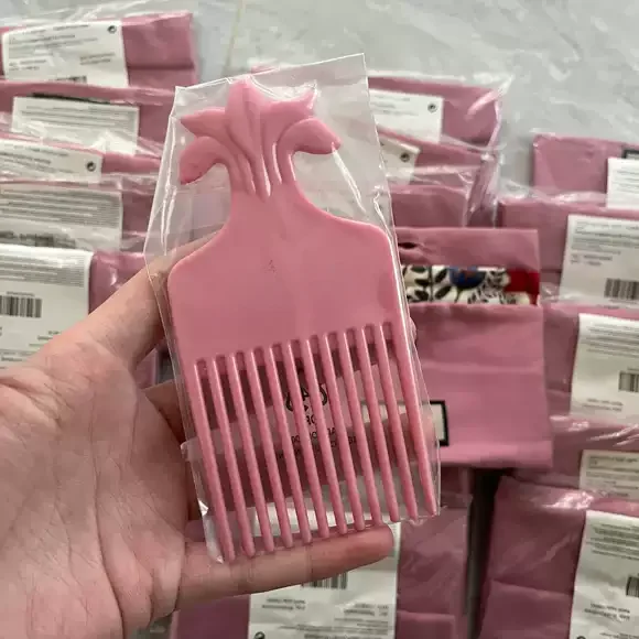 Pink Exquisite Hair Combs Gardenia series Flower carving comb with Storage Bag Travel Portable Women\'s Hair Brush Styling Tool