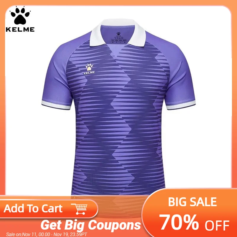 

Kelme Soccer T-shirt Sports Leisure Running Gym Exercise Training Elastic Quick Drying Short Sleeve T-shirt Men's Polo Top